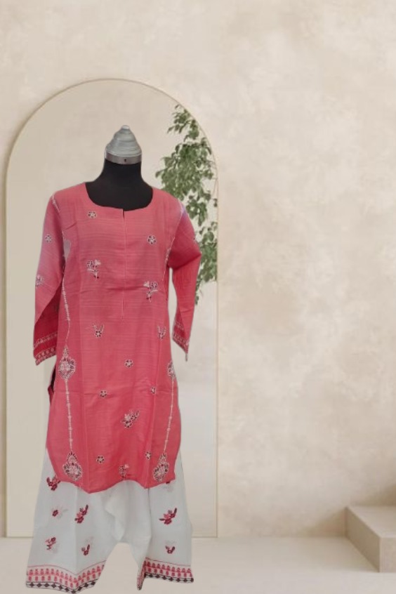 14 Pink & White Farshi Shalwar Kameez – 2 Piece Suit - Image 1