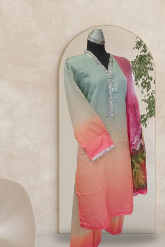 16 Pink Double Shaded 3 Piece Suit - Image 1