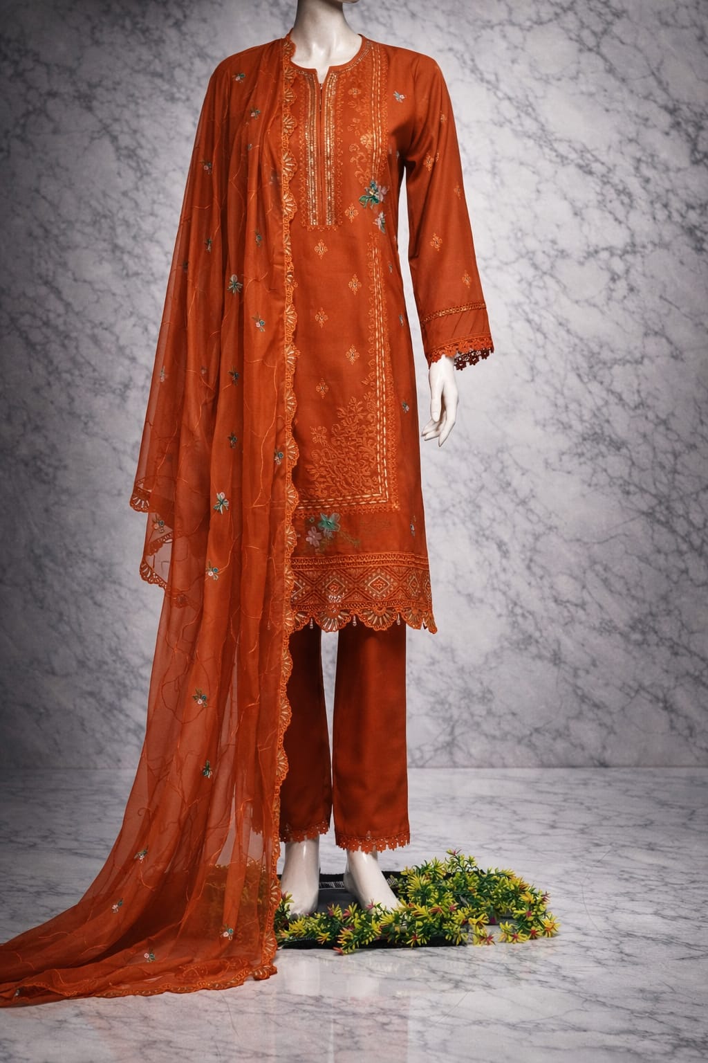 RIM JHIM 3PC SUIT RIM JHIM RUST ORANGE 3PC SUIT - Image 1