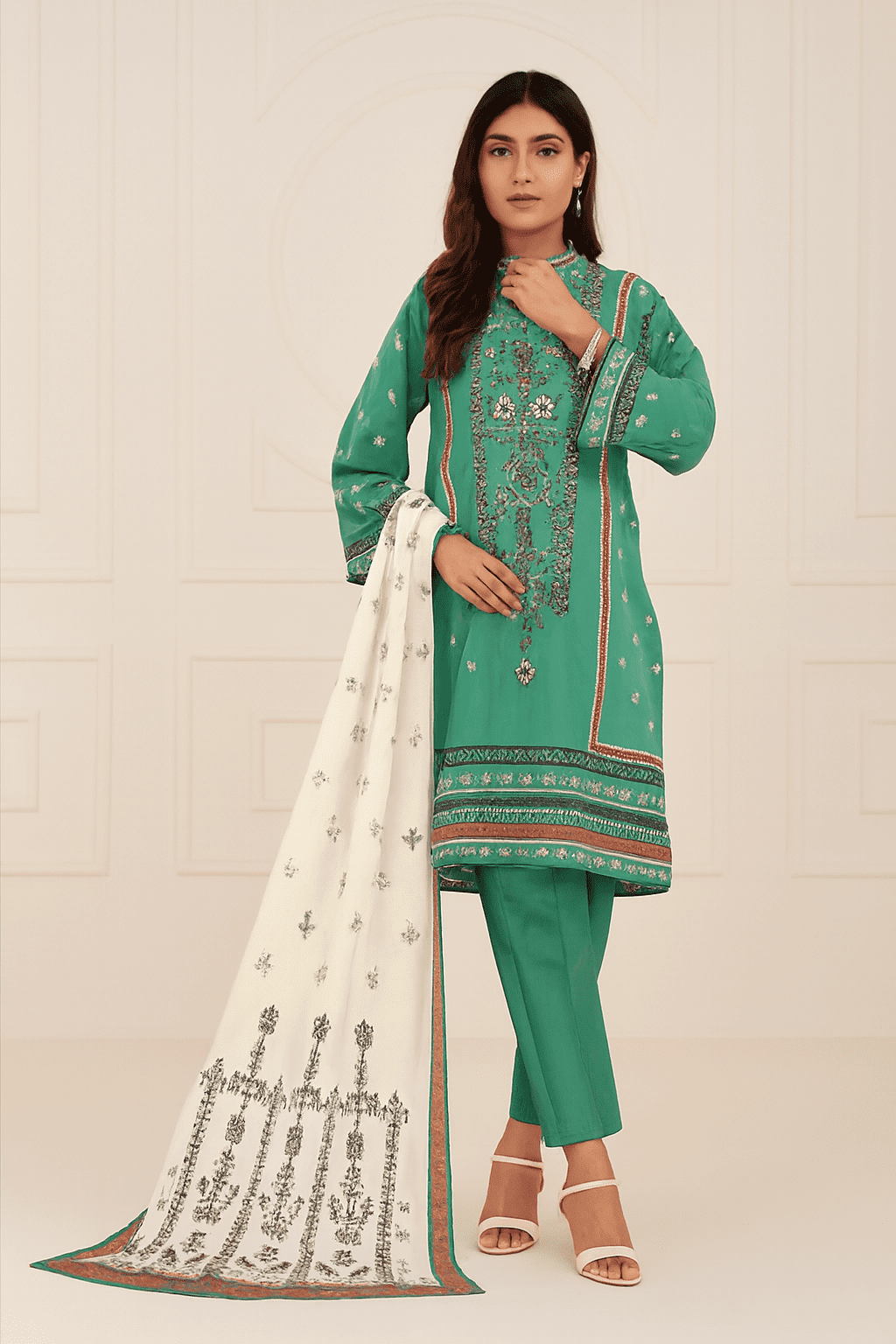 mahnoor lawn suit 3pc Faridiz Collections lawn 3pc suit - Image 1